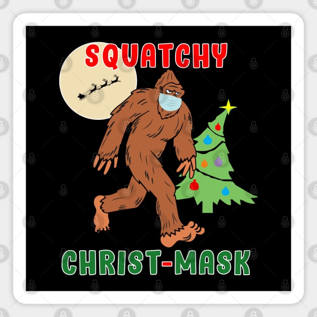 Bigfoot Squatchy Christmas Mask Social Distance. Magnet by Maxx Exchange